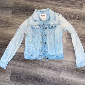 Light Washed Out Blue Jean Jacket. Size XS